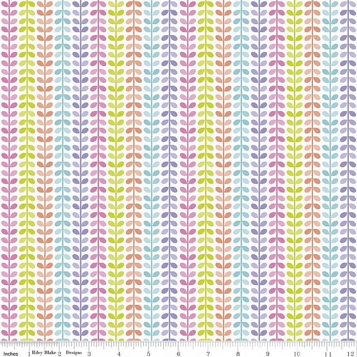 Ткань хлопок пэчворк разноцветные, флора, Riley Blake (арт. C5963-WHITE)