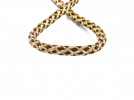Шнур плетеный PEGA с люрексом, золото с бордовым, 7 мм