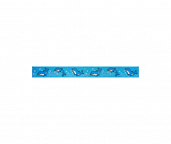 Лента репсовая Дельфины 20 мм, синий