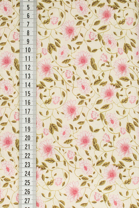 Ткань хлопок пэчворк розовый бежевый, мелкий цветочек, ALFA Z DIGITAL (арт. 224186)