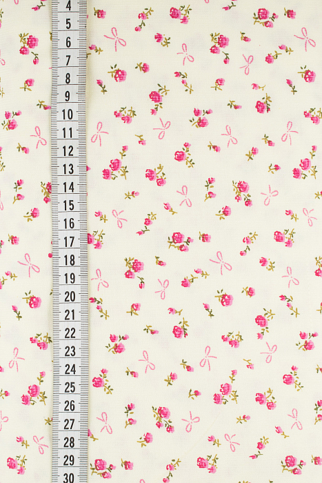 Ткань хлопок пэчворк бежевый розовый, цветы горох и точки, ALFA (арт. 232830)