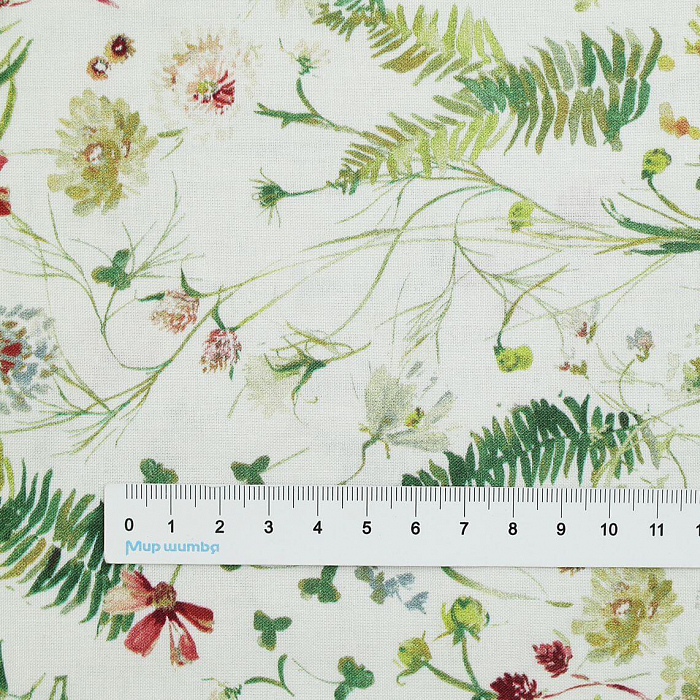 Ткань хлопок пэчворк белый, цветы флора, Windham Fabrics (арт. AL-12336)