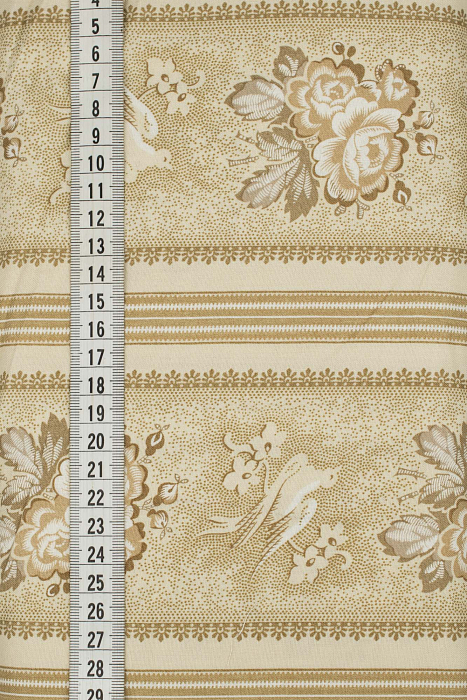 Ткань хлопок пэчворк коричневый, птицы и бабочки полоски цветы бордюры, ALFA (арт. 232113)