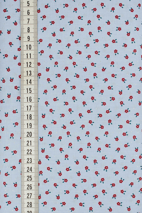 Ткань хлопок пэчворк голубой, мелкий цветочек цветы, ALFA (арт. 229465)
