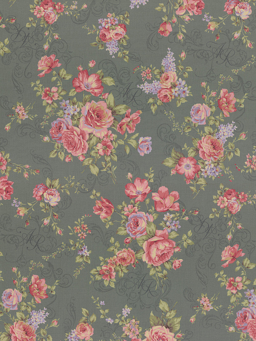 Ткань хлопок пэчворк розовый серый, цветы завитки розы, Lecien (арт. 231702)