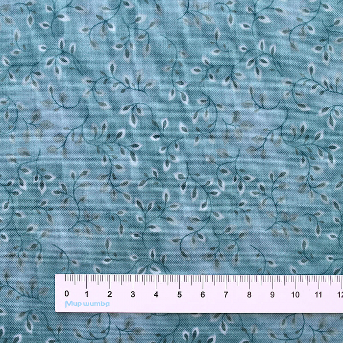 Ткань хлопок пэчворк синий, флора, Henry Glass (арт. 7755-72)