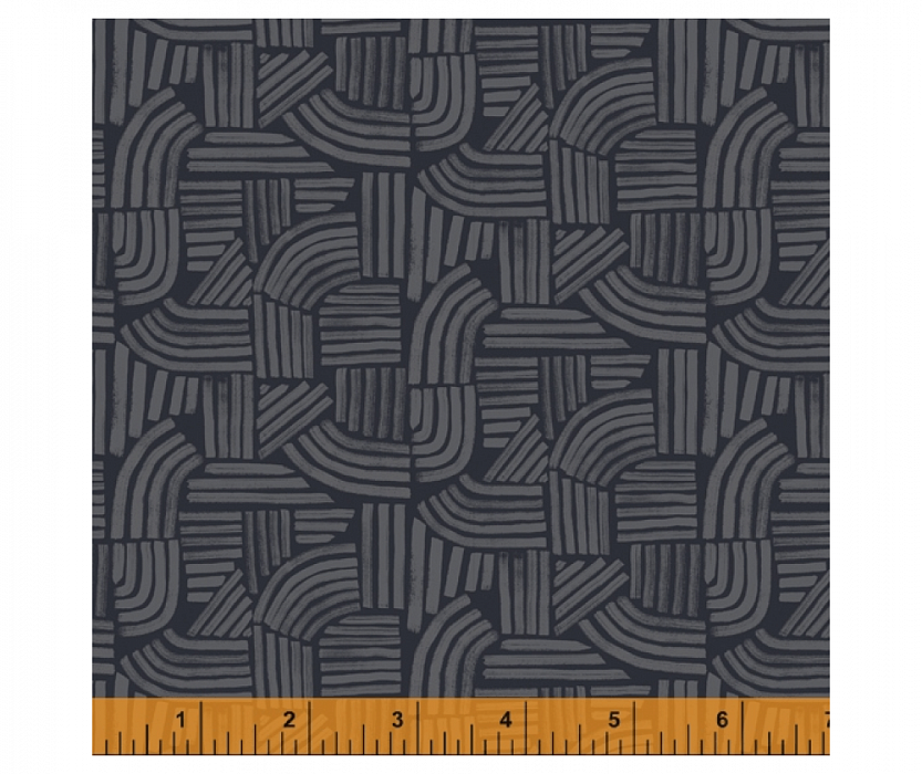 Ткань хлопок пэчворк черный, полоски геометрия, Windham Fabrics (арт. 52254-9)