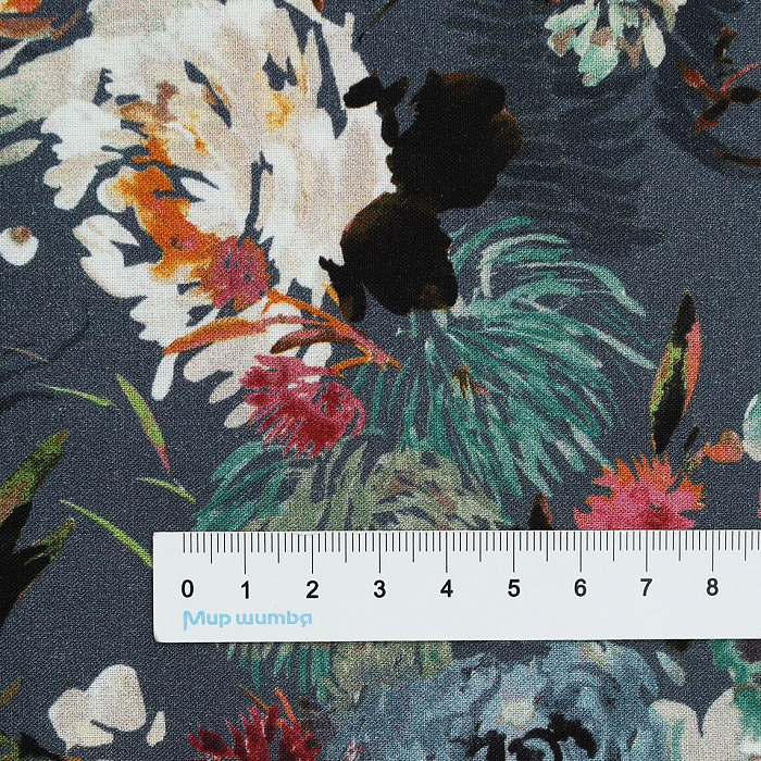 Ткань хлопок пэчворк синий, цветы, Windham Fabrics (арт. AL-12336)