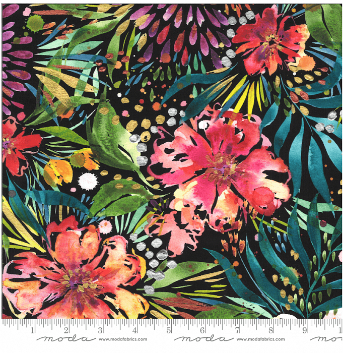 Ткань хлопок пэчворк разноцветные, цветы, Moda (арт. 8441 12D)