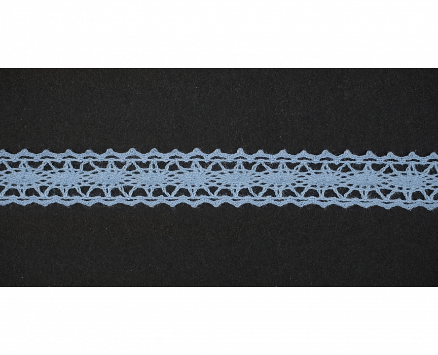 Кружево вязаное хлопковое Alfa AF-044-040 12 мм голубой