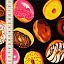 Ткань хлопок пэчворк черный разноцветные, еда и напитки, ALFA (арт. )