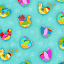 Ткань хлопок пэчворк разноцветные бирюзовый, птицы и бабочки детская тематика, Studio E (арт. 212652)