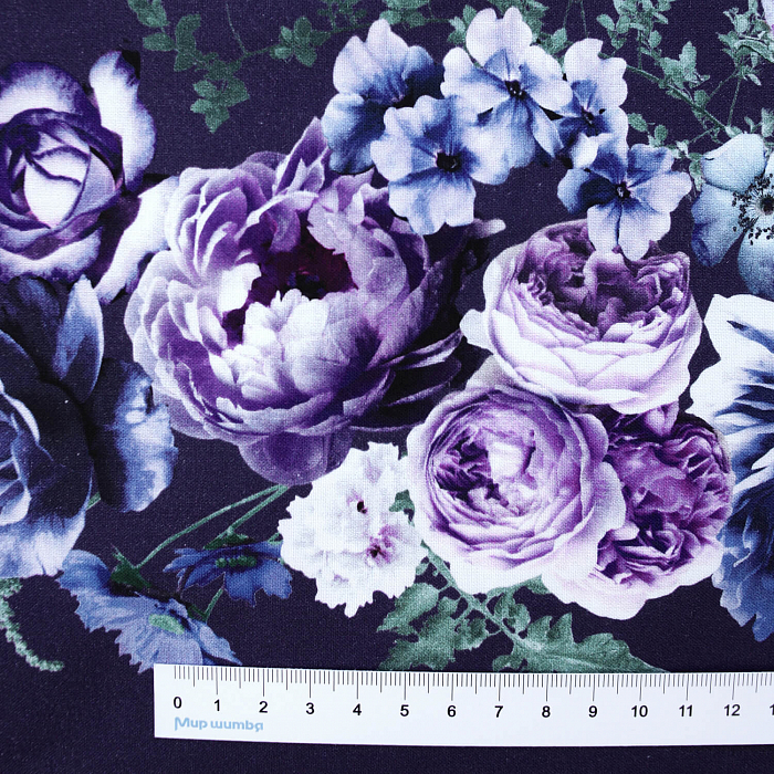 Ткань хлопок пэчворк фиолетовый, цветы бордюры, Timeless Treasures (арт. FLEUR-CD8877-PURPLE)