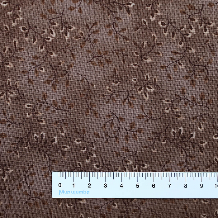 Ткань хлопок пэчворк коричневый, флора, Henry Glass (арт. 7755-30)