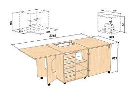 Стол швейный Комфорт 1QXL+