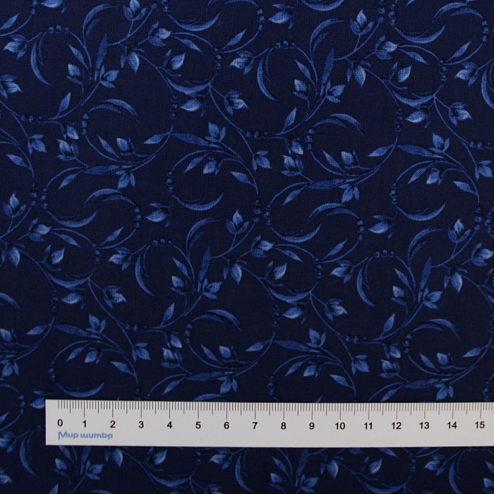 Ткань хлопок пэчворк синий, завитки, Blank Quilting (арт. 1722-77)