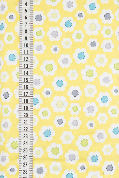 Ткань хлопок пэчворк желтый голубой, цветы, ALFA (арт. 234762)