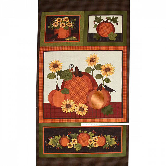 Ткань хлопок пэчворк разноцветные, цветы ферма овощи осень, Benartex (арт. 13055-99)