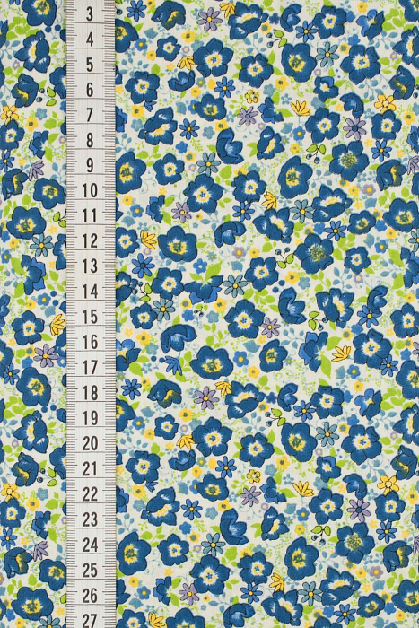Ткань хлопок пэчворк желтый синий, мелкий цветочек цветы, ALFA (арт. 229447)