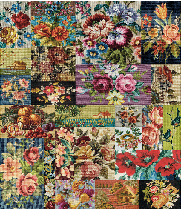 Ткань хлопок пэчворк разноцветные, ложный пэчворк цветы природа розы флора, Moda (арт. 7361-11D)