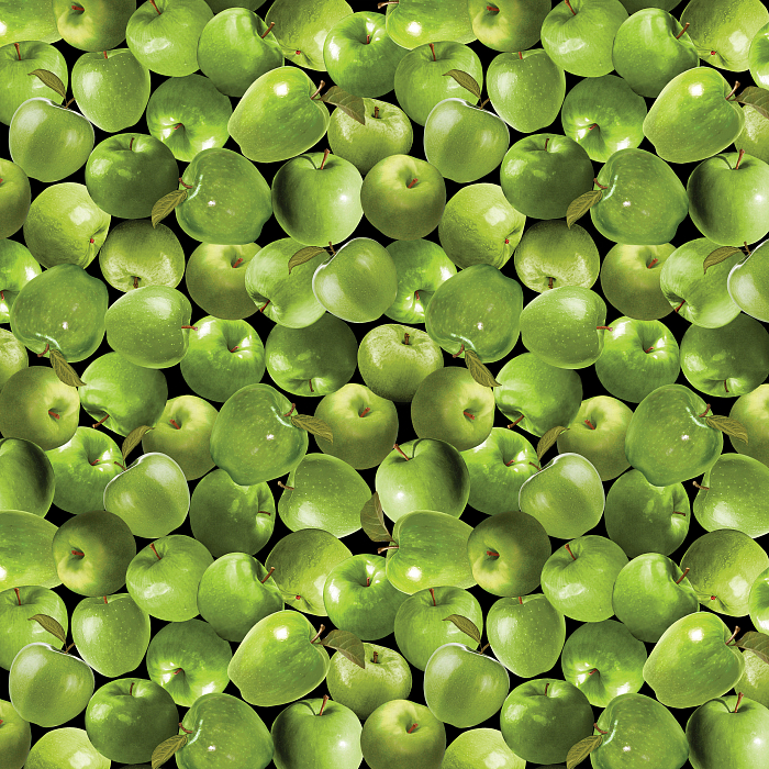 Ткань хлопок пэчворк зеленый, реалистичные ягоды и фрукты, Benartex (арт. 253191)
