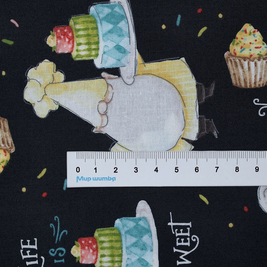 Ткань хлопок для пэчворка для одежды черный, еда и напитки, Wilmington Prints (арт. CX6363-Girl)