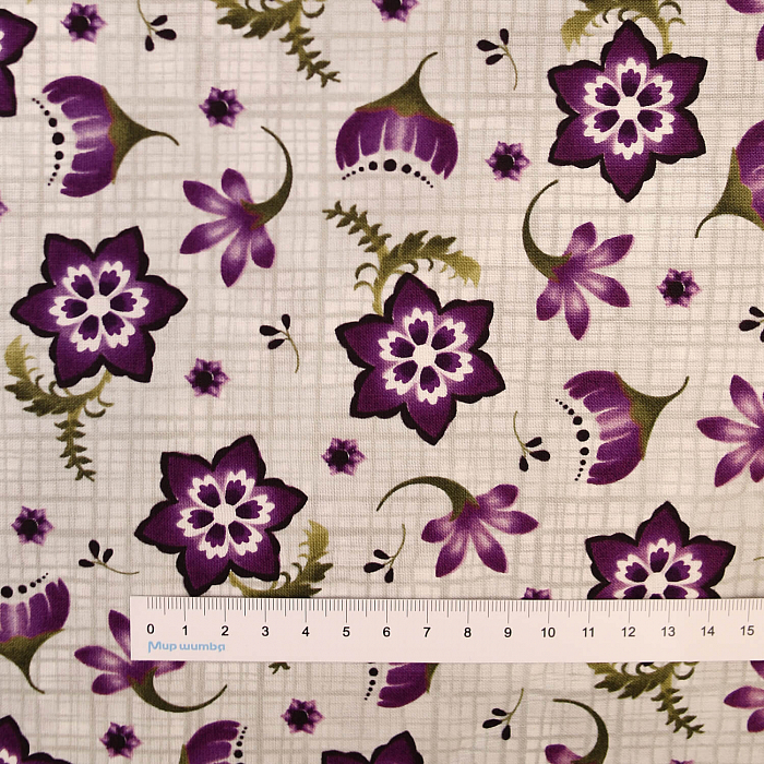 Ткань хлопок пэчворк фиолетовый, цветы, Maywood Studio (арт. MAS9720-K)