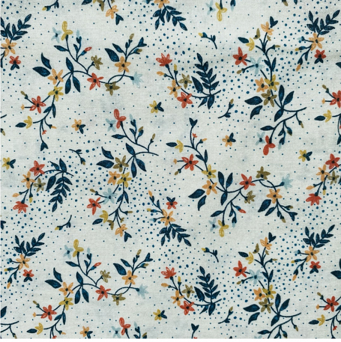 Ткань хлопок пэчворк голубой, цветы, Moda (арт. 30642-11)