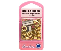 Люверс с установщиком Hemline арт. 437.G 7 мм, золото