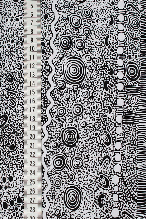Ткань хлопок пэчворк белый черный, полоски необычные завитки, ALFA (арт. 232408)