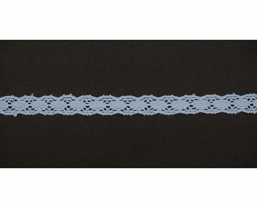 Кружево вязаное хлопковое Alfa AF-363-040 13 мм голубой