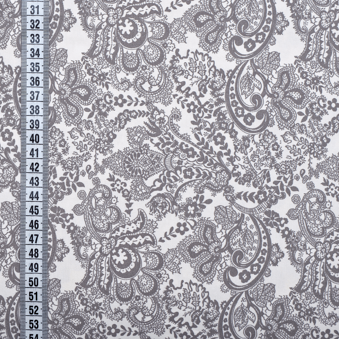 Ткань трикотаж домашний текстиль серый, пейсли, Stof (арт. 118766)