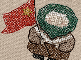 Дизайн для вышивки крестом «Бабушка с флагом»