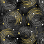 Ткань хлопок пэчворк черный, необычные геометрия завитки, Henry Glass (арт. 253006)