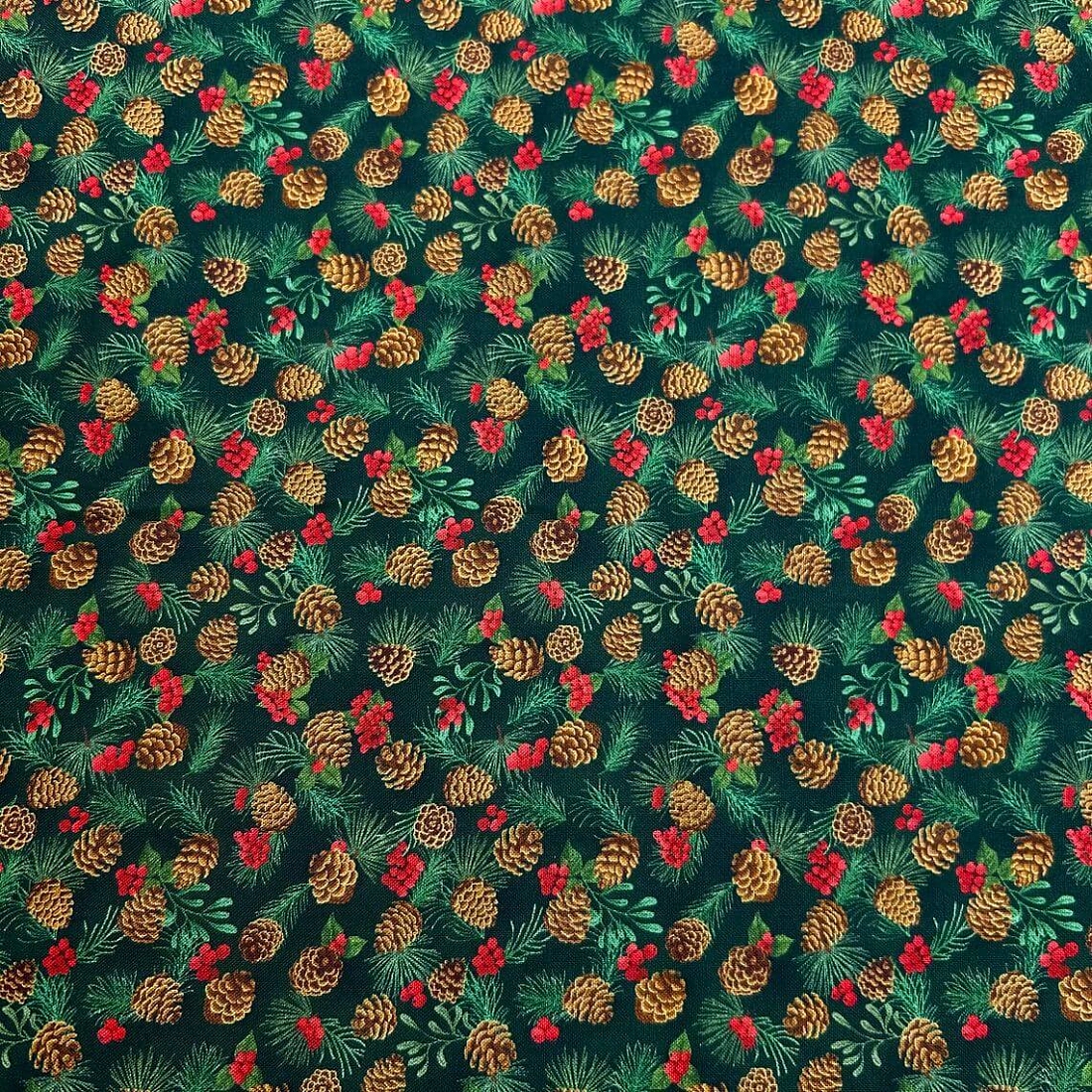 Ткань хлопок для пэчворка зеленый, новый год, Aurora (арт. AU-NY-222)