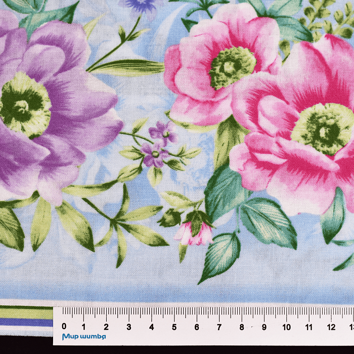 Ткань хлопок пэчворк разноцветные, цветы бордюры, Benartex (арт. 0988599B)