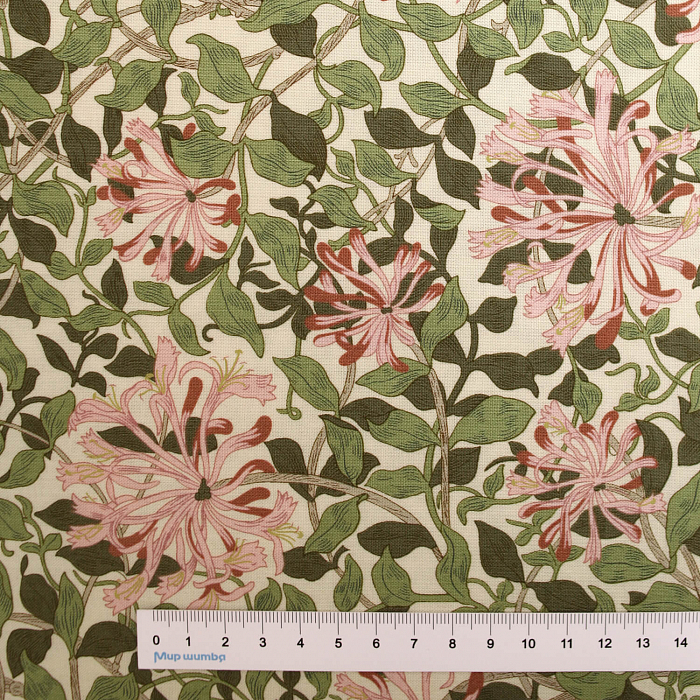 Ткань хлопок пэчворк зеленый, цветы флора, FreeSpirit (арт. )