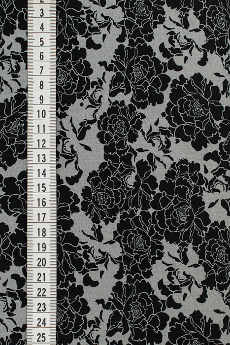 Ткань хлопок пэчворк черный, цветы, ALFA (арт. 212952)