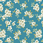 Ткань хлопок пэчворк голубой, цветы, Benartex (арт. 1607354B)