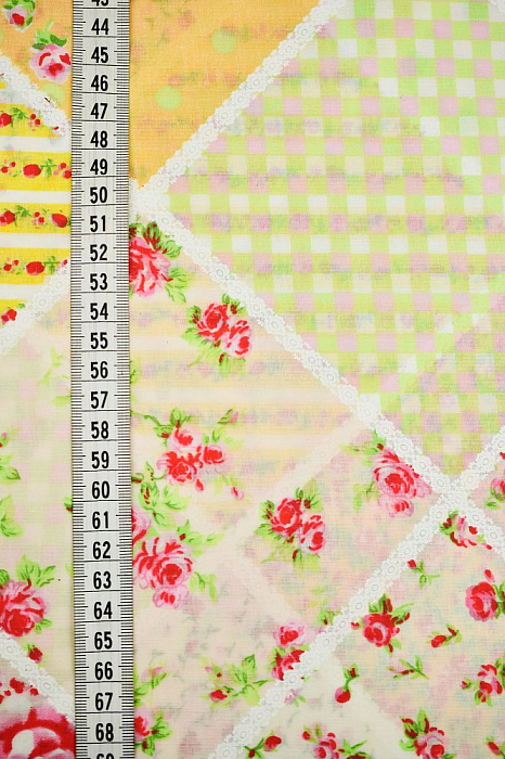 Ткань саржа плательные ткани разноцветные, ложный пэчворк, ALFA C (арт. 261571-7)