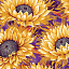 Ткань хлопок пэчворк желтый сиреневый, цветы реалистичные, Benartex (арт. 244805)