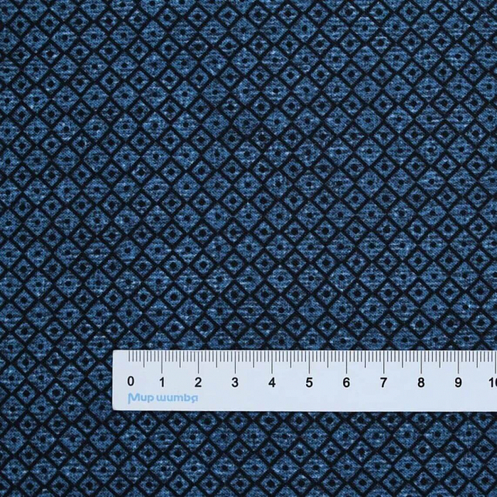 Ткань хлопок пэчворк синий, геометрия, Benartex (арт. 1605455B)