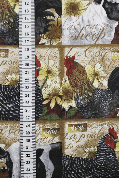 Ткань хлопок пэчворк разноцветные, птицы и бабочки ферма животные, ALFA (арт. 242726)