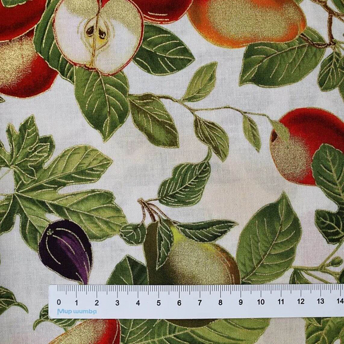Ткань хлопок пэчворк бежевый, ягоды и фрукты, Benartex (арт. 14033M07B)