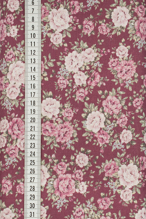 Ткань хлопок пэчворк розовый малиновый бордовый, цветы, ALFA Z DIGITAL (арт. 224290)