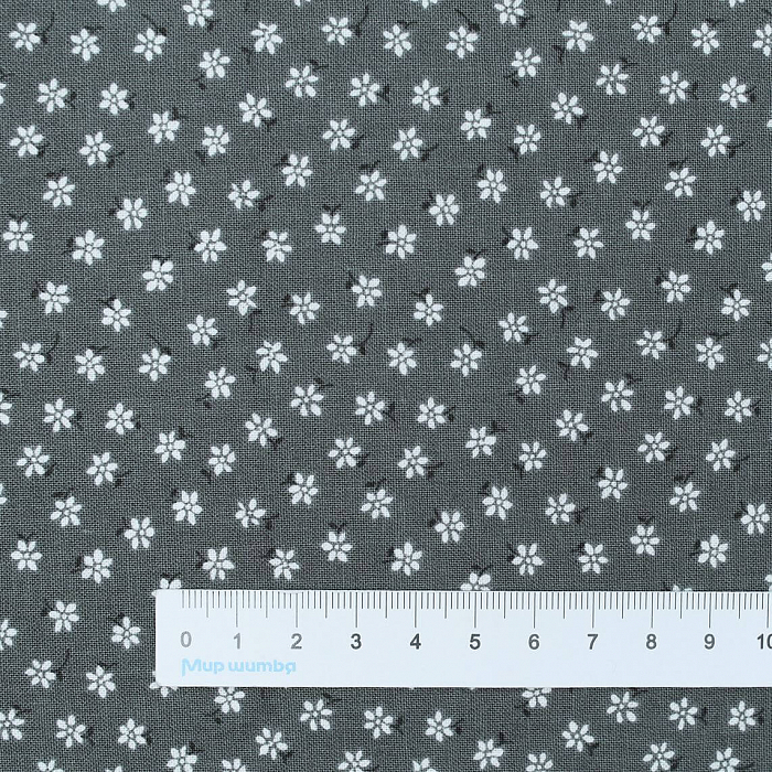Ткань хлопок пэчворк серый, мелкий цветочек цветы, Wilmington Prints (арт. AL-12336)