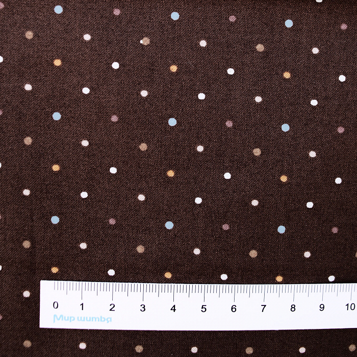 Ткань хлопок пэчворк коричневый, горох и точки, Moda (арт. 5124-18)