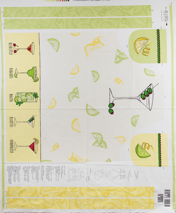 Ткань хлопок пэчворк желтый зеленый лимонный, кухонная утварь еда и напитки, ALFA (арт. 231953)