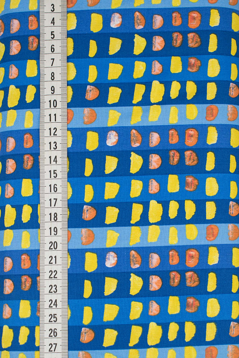 Ткань хлопок пэчворк желтый синий разноцветные, полоски бордюры, ALFA (арт. 232224)