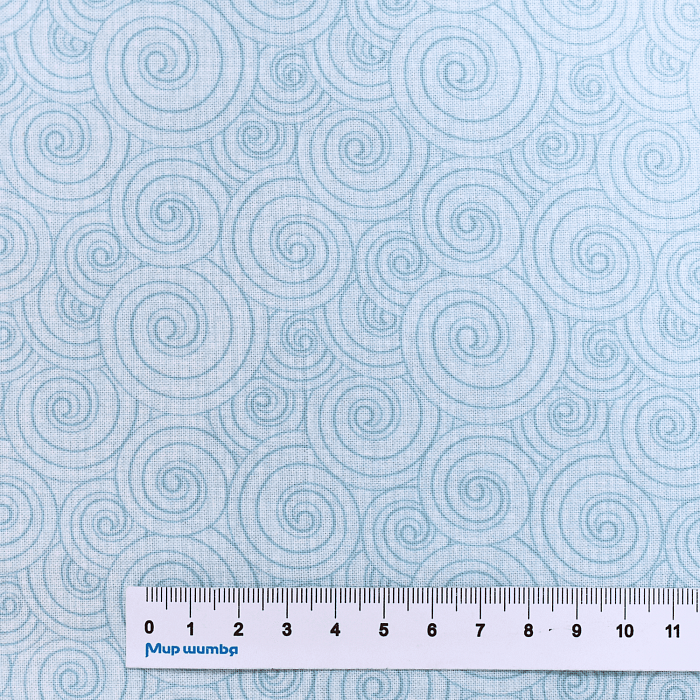 Ткань хлопок пэчворк голубой, фактура завитки, Benartex (арт. 6977-04)